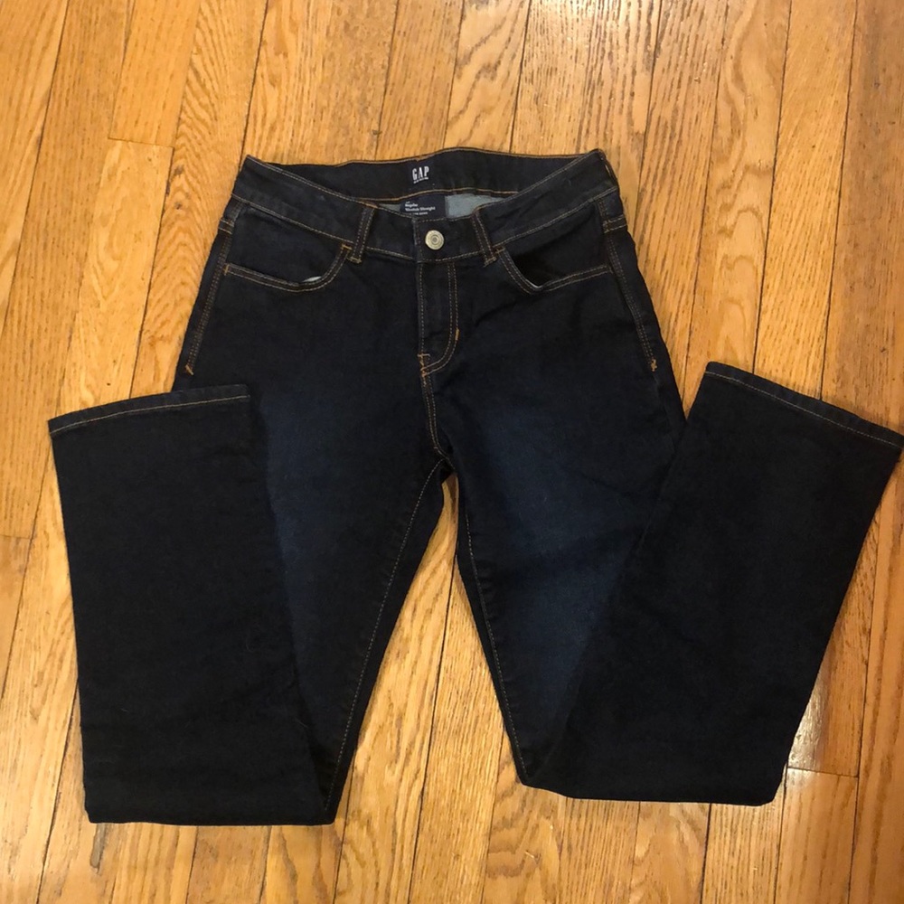 Gap dark wash straight fit jeans, size 12 regular